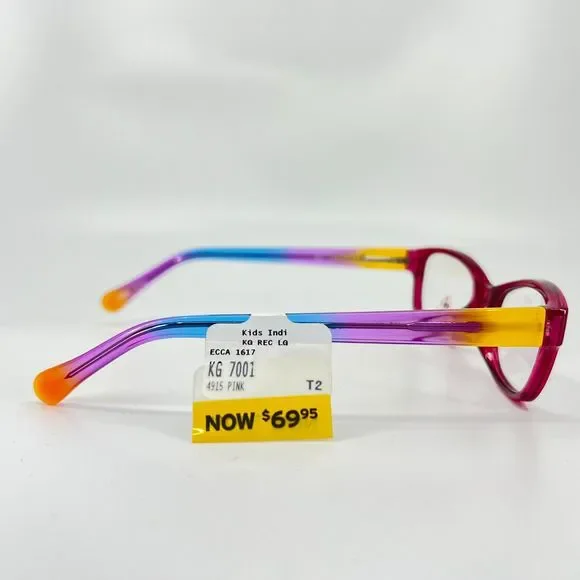 Indi KG 7001 PK Eyeglasses Frames Blue Purple Orange Square Striped 49-15-135 - Picture 4 of 10